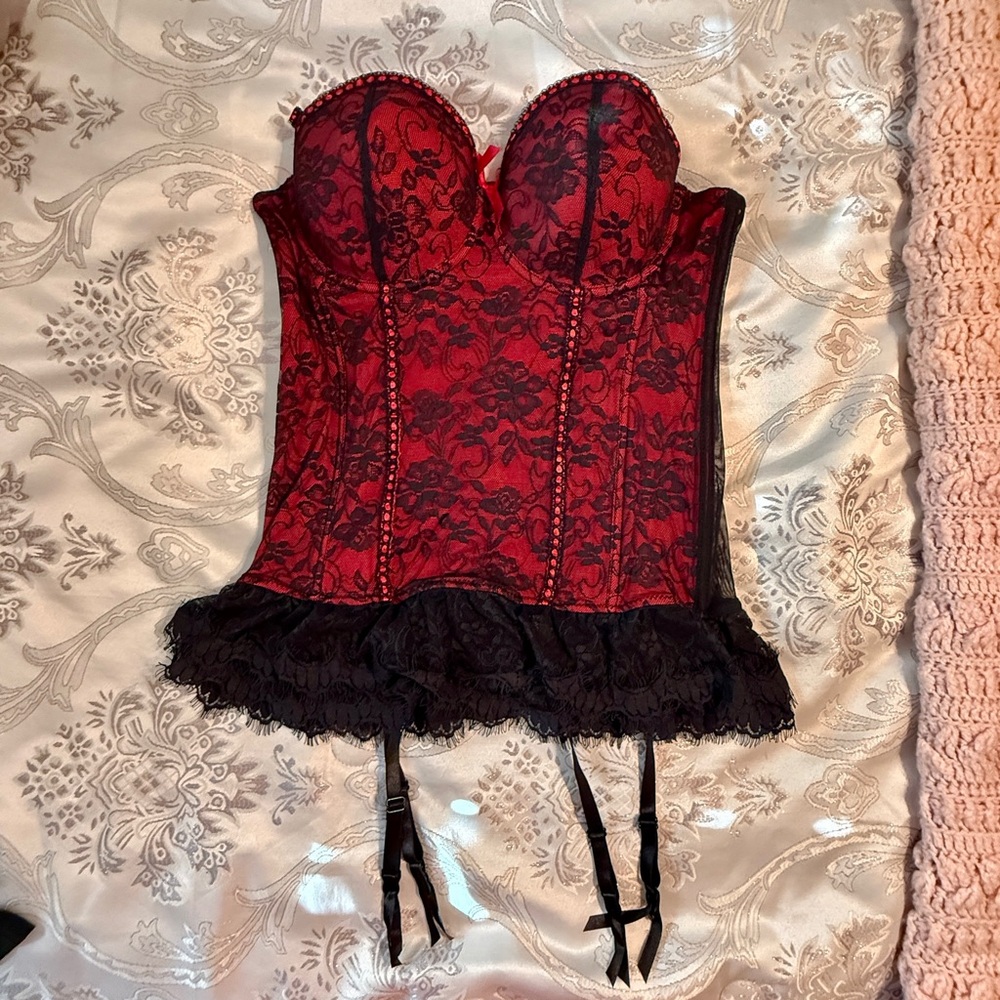 Baci Red and Black Lace Corset Bustier 1X/2X
